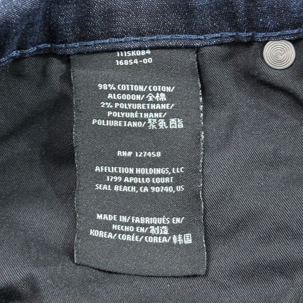 Affliction Raquel Moto Jeans Womens 28 Blue Distressed Ribbed Ankle Zip 111SK084 - Picture 10 of 15